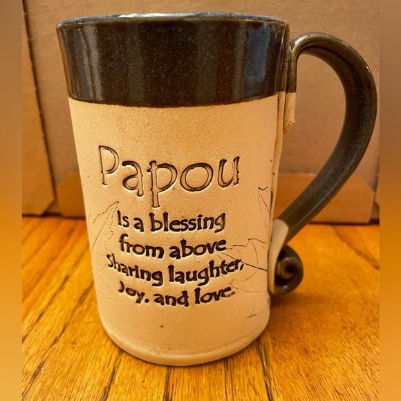 Mug - Hand made artisan piece of pottery - Papou is a blessing from above… - Picture 1 of 11